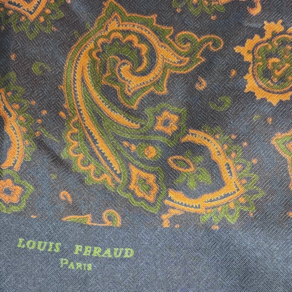Louis Feraud Paris Long Paisley Navy Scarf approx 50.5" x 10.5"